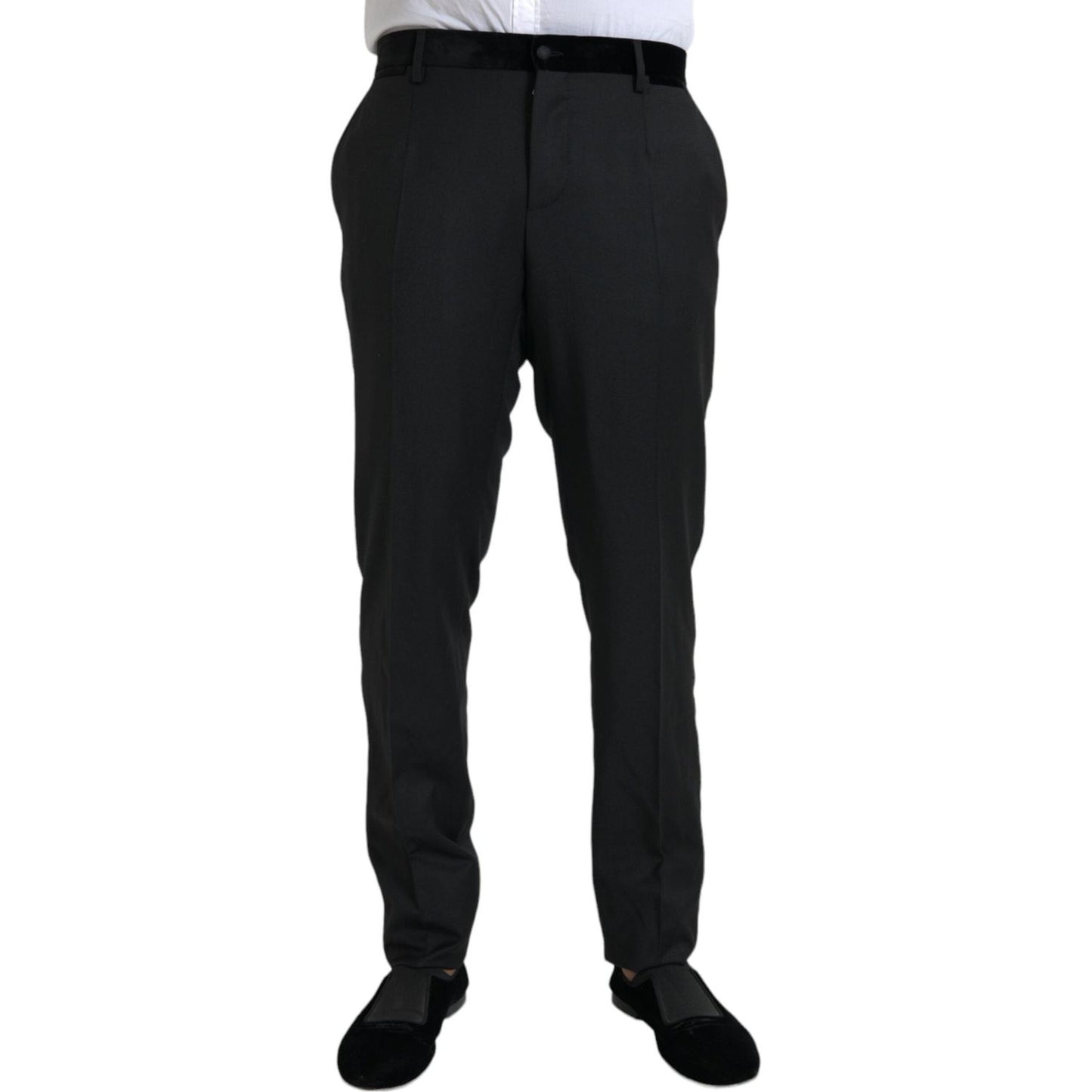 Dolce & Gabbana Black Silk Men Skinny Dress Pants Dolce & Gabbana