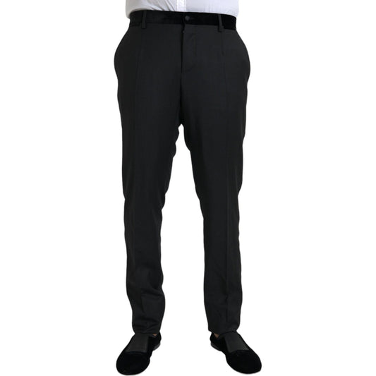 Dolce & Gabbana Black Silk Men Skinny Dress Pants Dolce & Gabbana