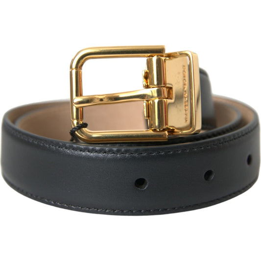 Dolce & Gabbana Black Leather Gold Metal Buckle Belt Men Dolce & Gabbana