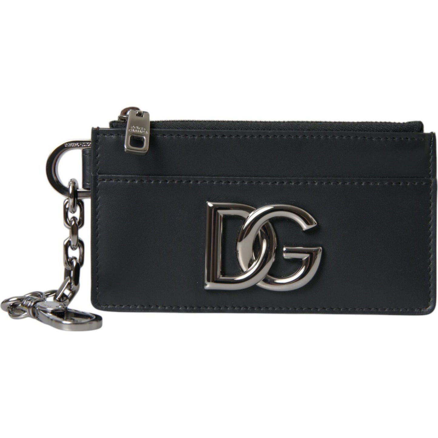 Dolce & Gabbana Black Calfskin Leather DG Logo Card Holder Wallet Men Dolce & Gabbana