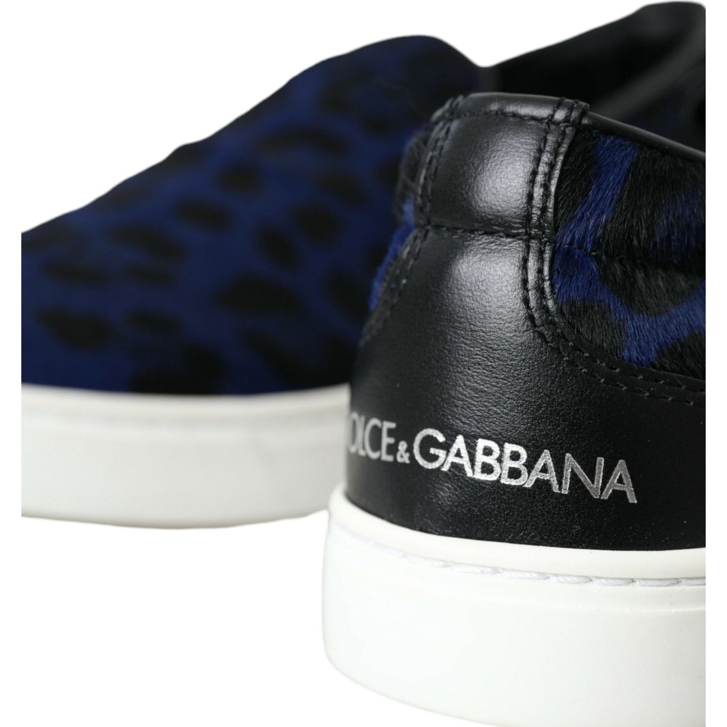 Dolce & Gabbana Blue Calfskin Hair Leopard Sneakers Shoes Dolce & Gabbana