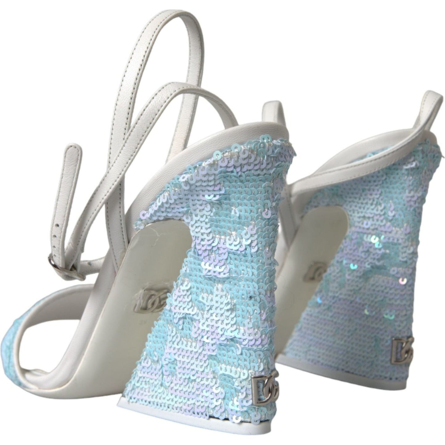 Dolce & Gabbana Light Blue Sequin Ankle Strap Sandals Shoes Dolce & Gabbana