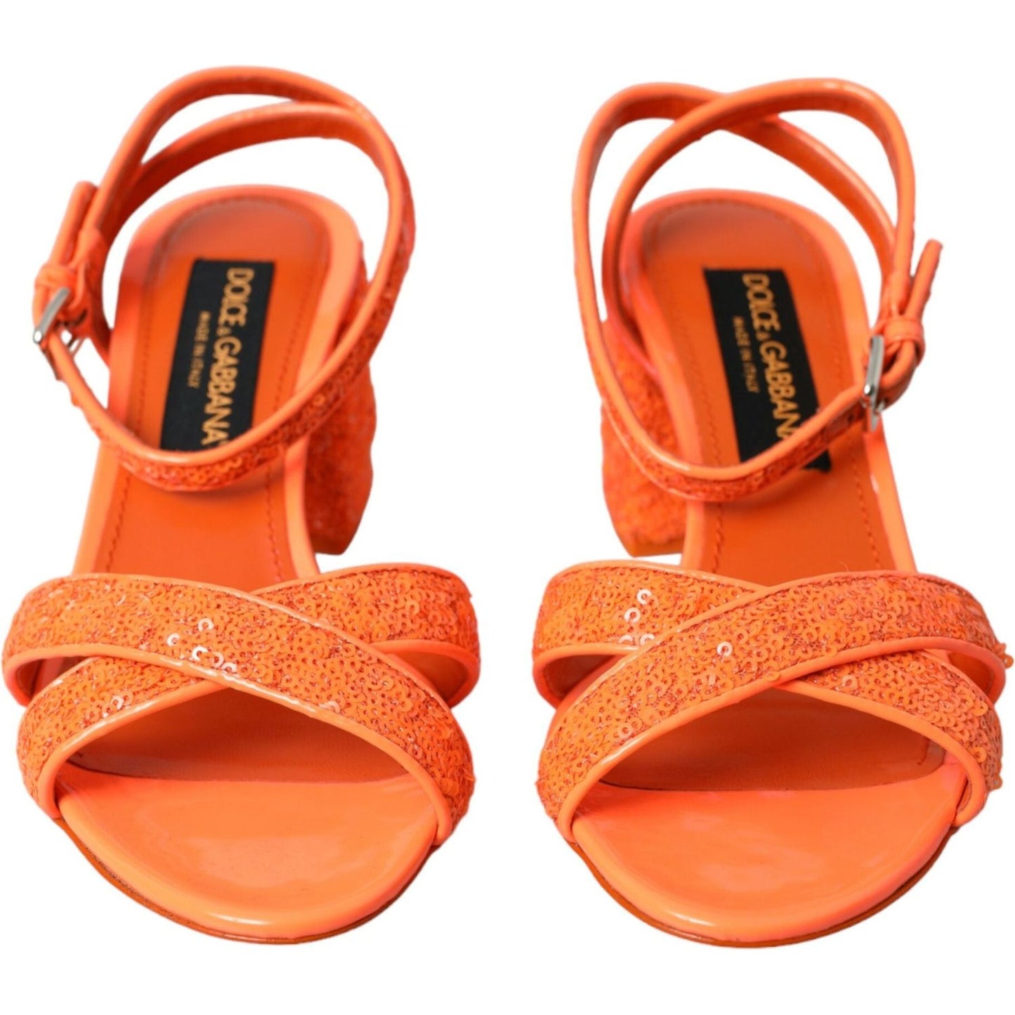 Dolce & Gabbana Orange Sequin Ankle Strap Sandals Shoes Dolce & Gabbana