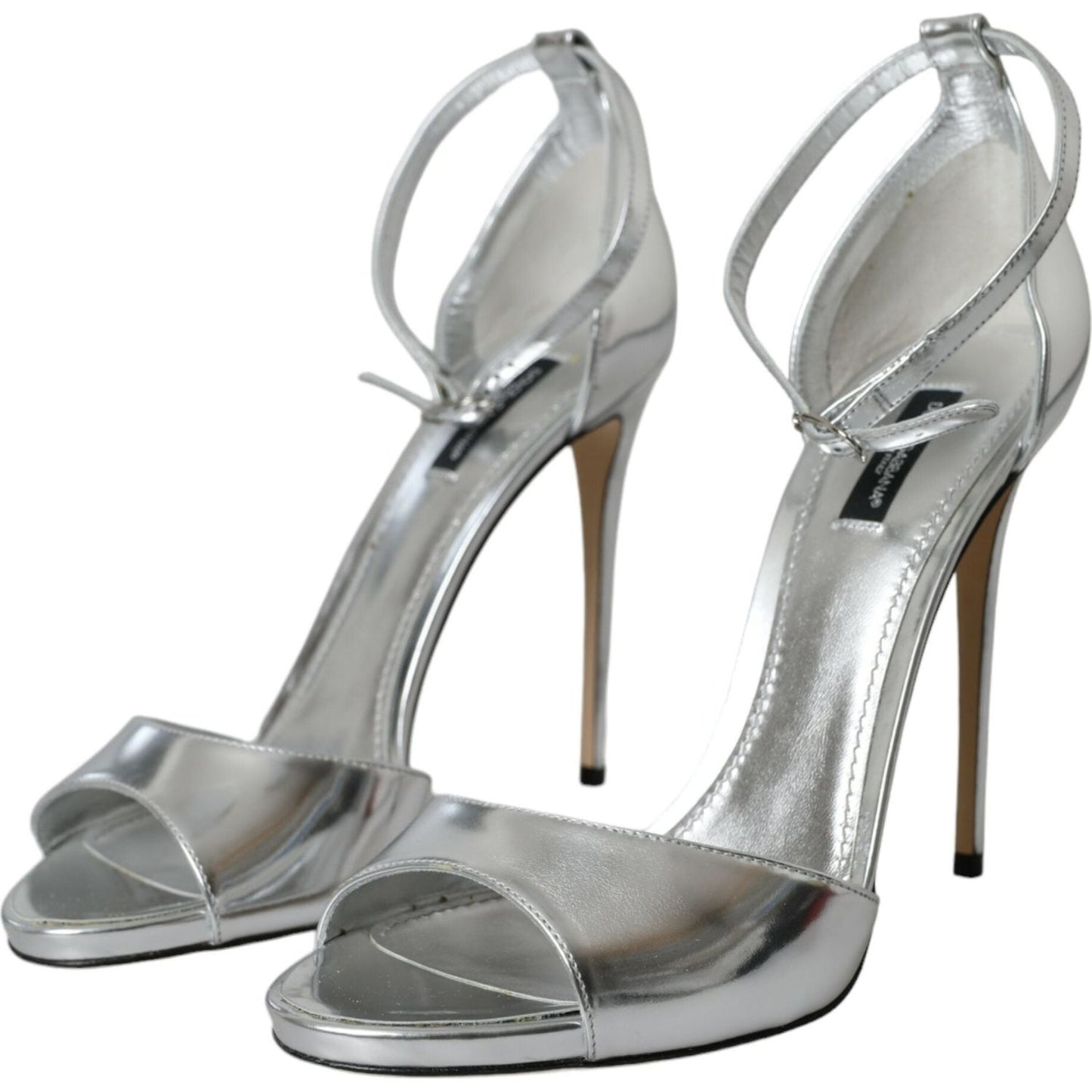 Dolce & Gabbana Silver KEIRA Leather Heels Sandals Shoes Dolce & Gabbana