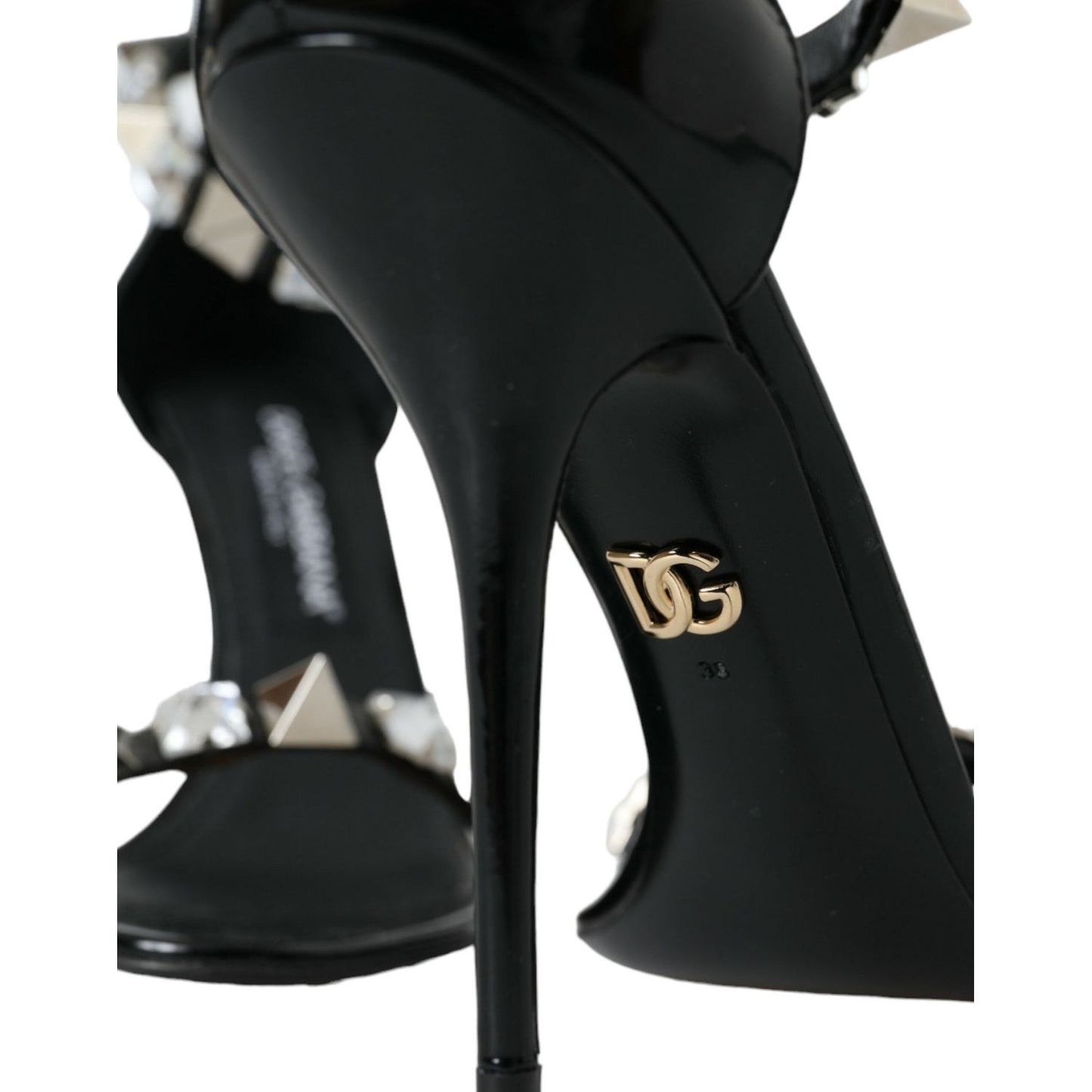 Dolce & Gabbana Black Crystals Sandals Ankle Strap Shoes Dolce & Gabbana