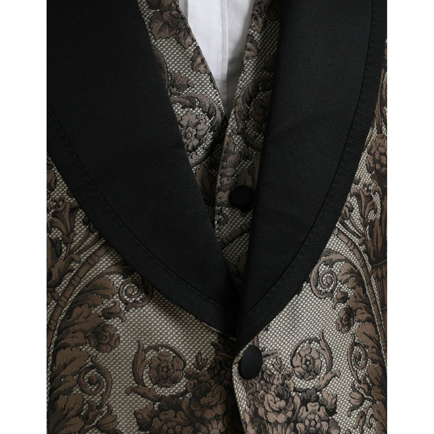 Dolce & Gabbana Brown Floral Jacquard Formal 3 Piece Suit Dolce & Gabbana