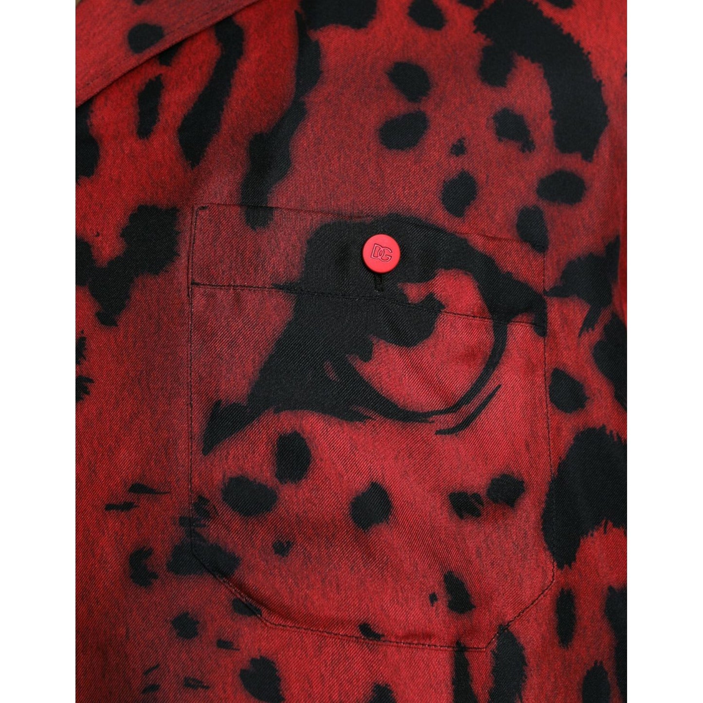 Dolce & Gabbana Red Leopard Silk Button Down Casual Shirt Dolce & Gabbana