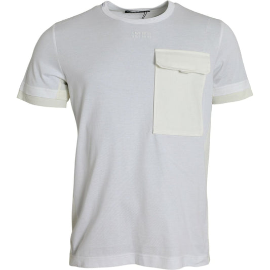 Dolce & Gabbana White Cotton Pocket Short Sleeves T-shirt Dolce & Gabbana