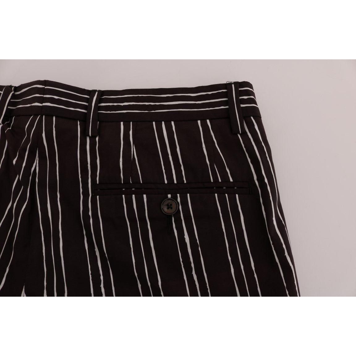 Dolce & Gabbana Bordeaux Striped Cotton Knee High Shorts Dolce & Gabbana