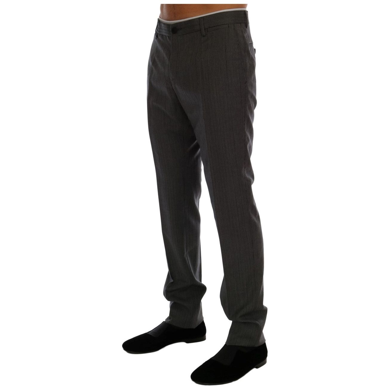 Dolce & Gabbana Elegant Gray Striped Wool Formal Trousers Dolce & Gabbana