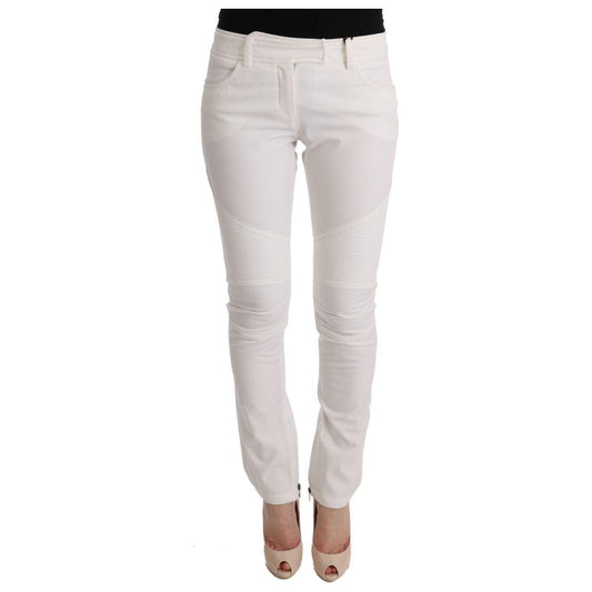 Ermanno Scervino Chic White Slim Fit Cotton Pants Ermanno Scervino