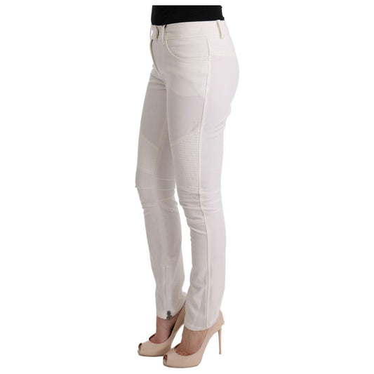 Ermanno Scervino Chic White Slim Fit Cotton Pants Ermanno Scervino