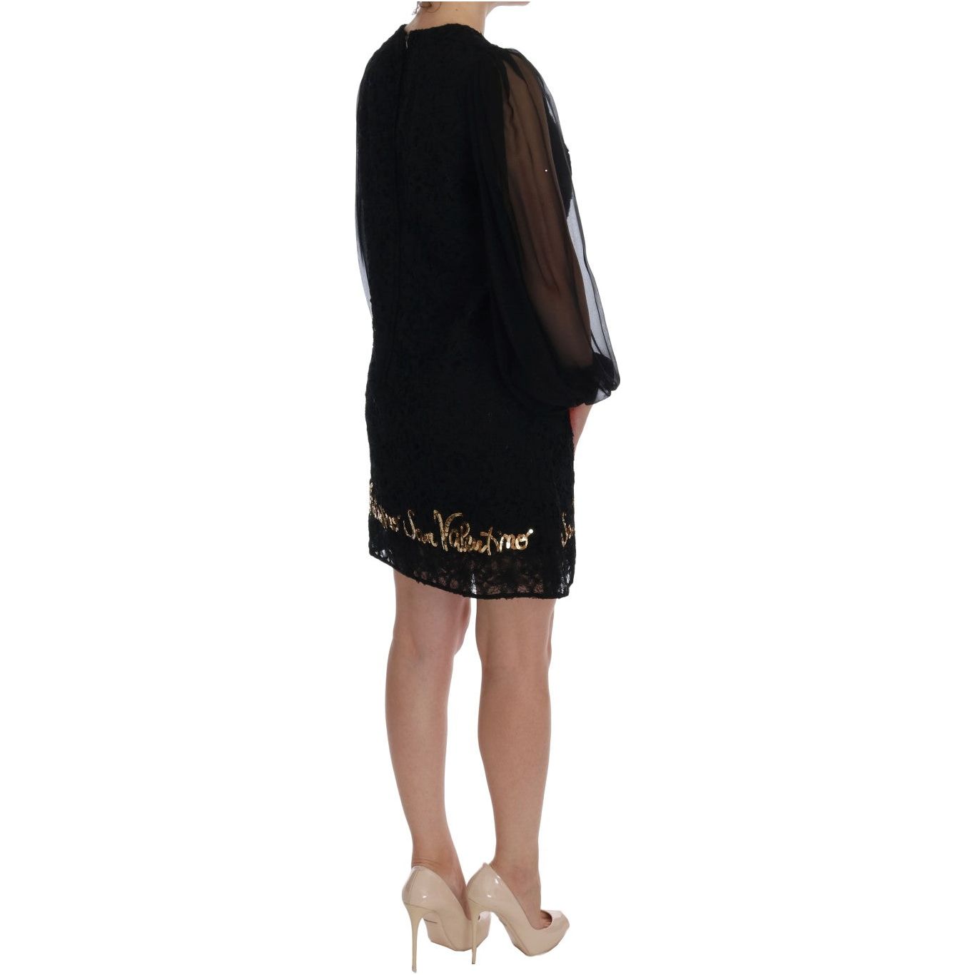 Dolce & Gabbana Black Lace Sequined Shift Dress Dolce & Gabbana