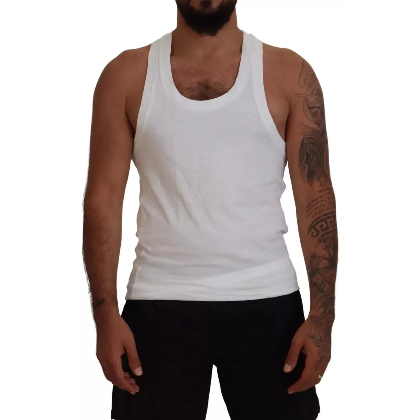 Dsquared² White Cotton Linen Sleeveless Tank T-shirt Dsquared²