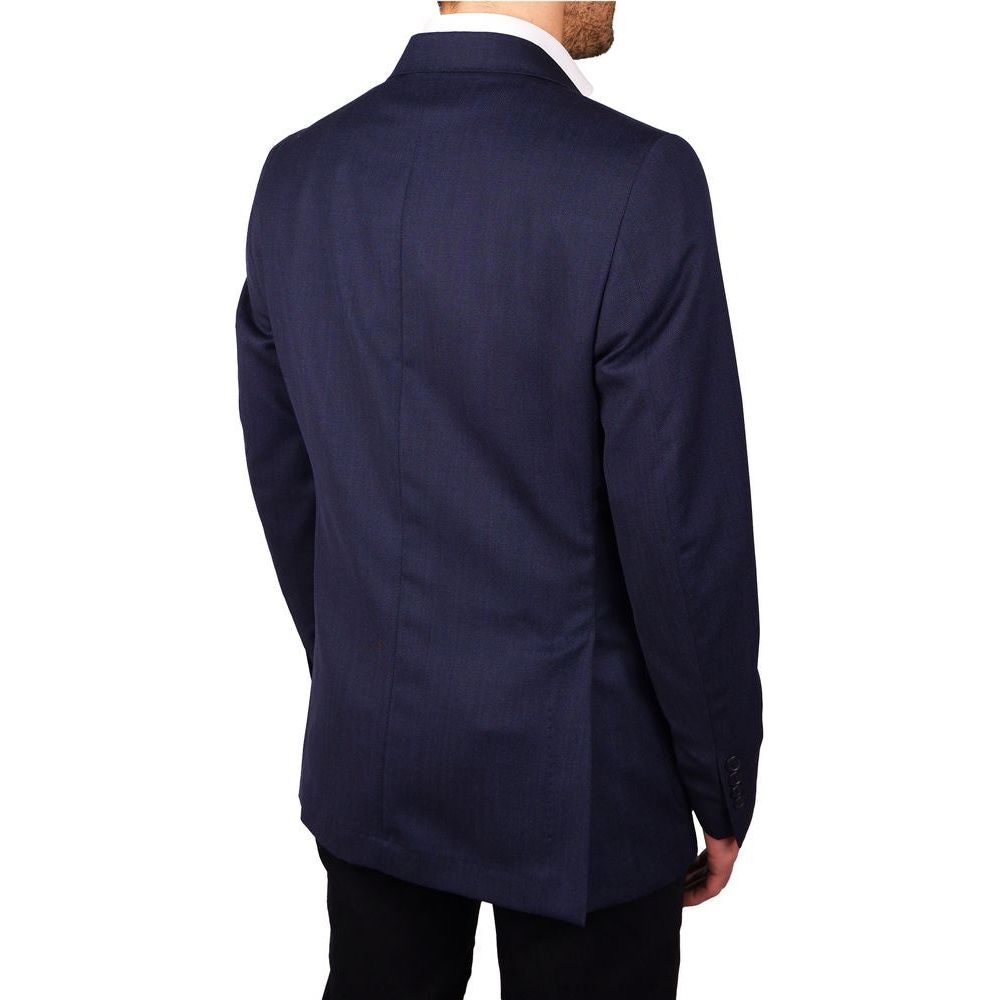 Made in Italy Blue Wool Vergine Blazer Made in Italy