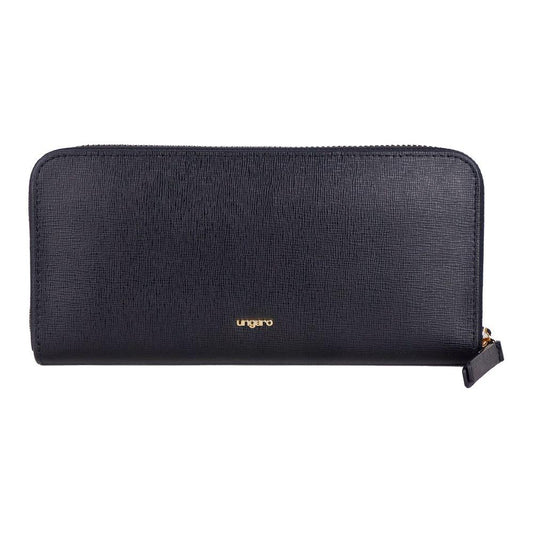 Ungaro Elegant Leather Zippered Wallet in Classic Black Ungaro