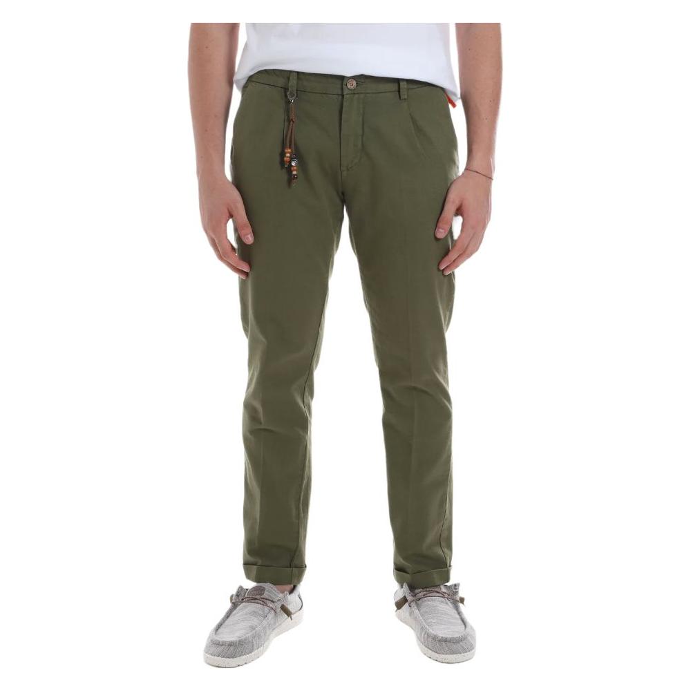 Yes Zee Elegant Green Cotton Chino Trousers Yes Zee