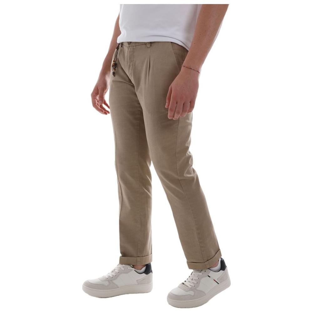 Yes Zee Chic Cotton Chino Trousers in Earthy Brown Yes Zee