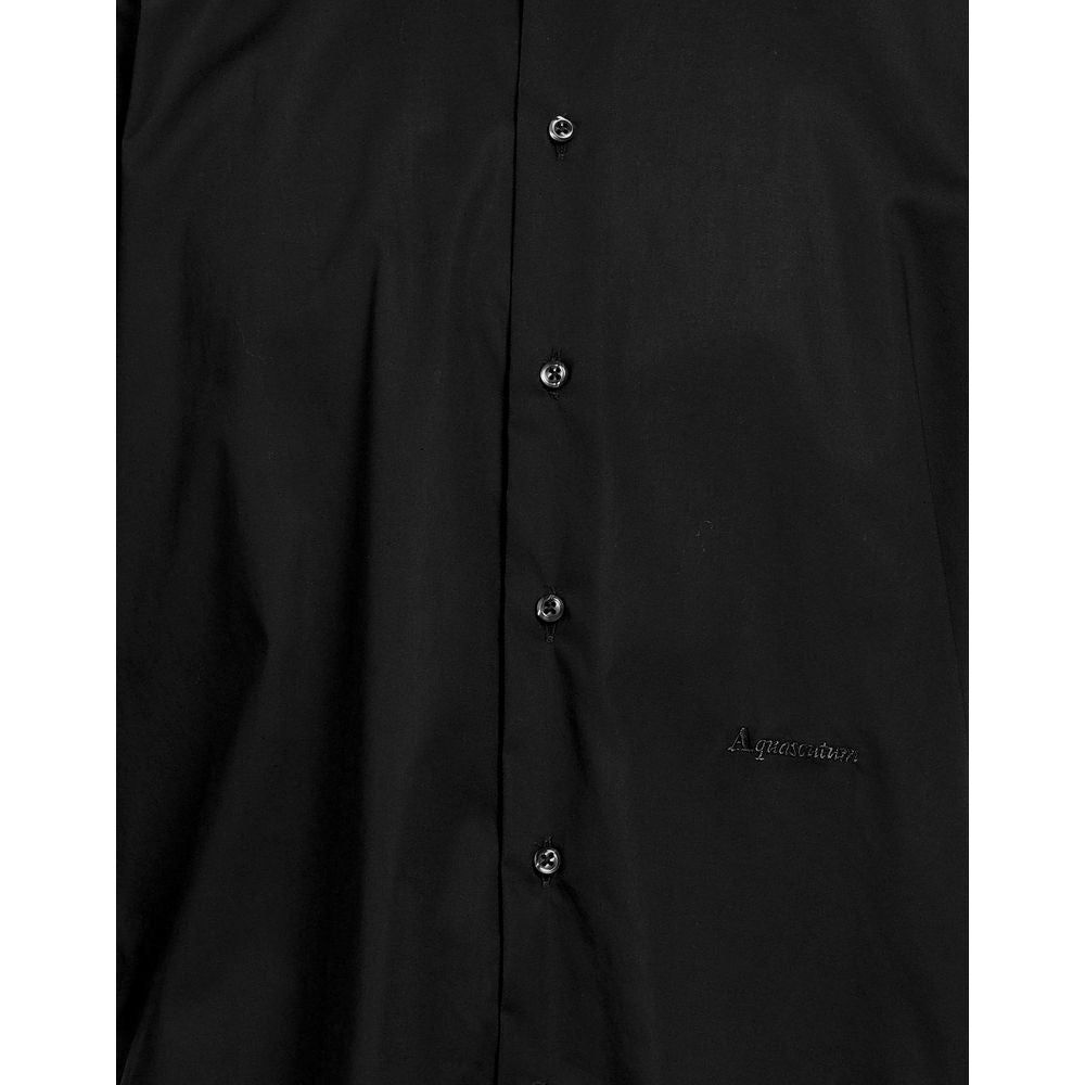 Aquascutum Elegant Black Cotton Shirt with Logo Embroidery Aquascutum