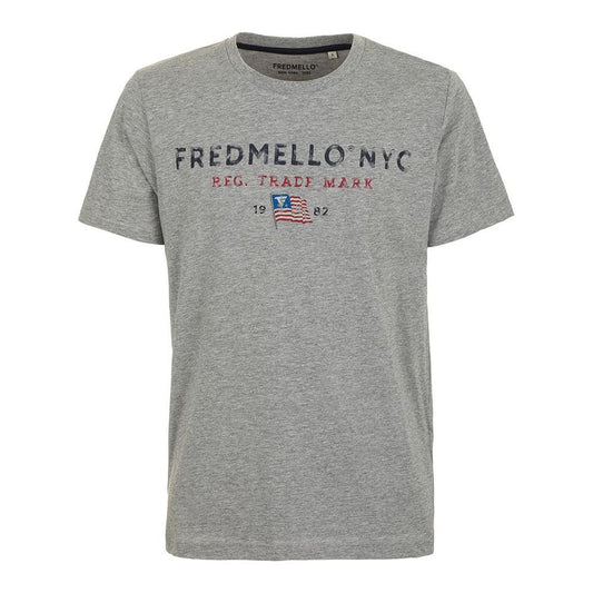 Fred Mello Chic Gray Cotton Blend Crewneck Tee Fred Mello