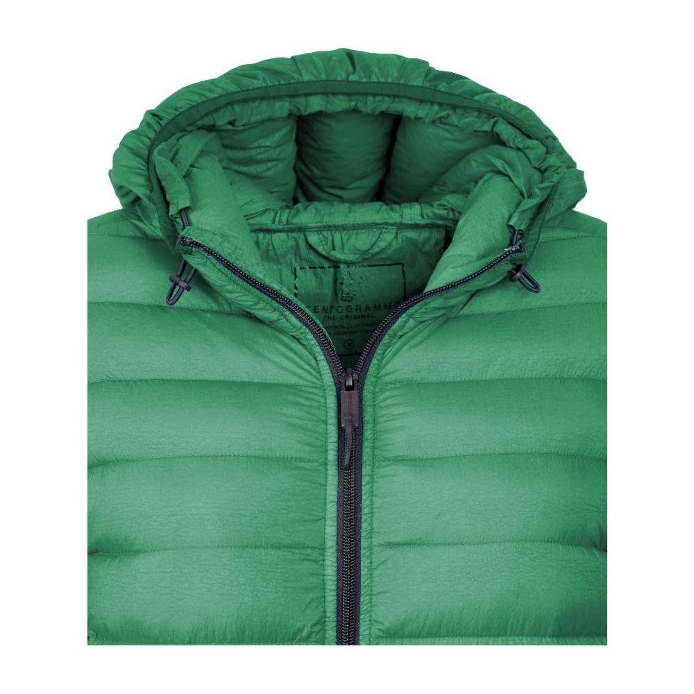 Centogrammi Chic Hooded Down Nylon Jacket in Lush Green Centogrammi