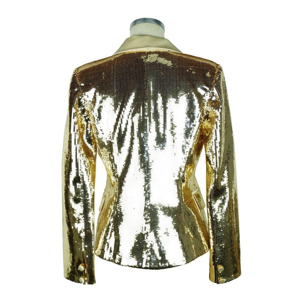 Elisabetta Franchi Chic Sequined Double-Breasted Yellow Jacket Elisabetta Franchi