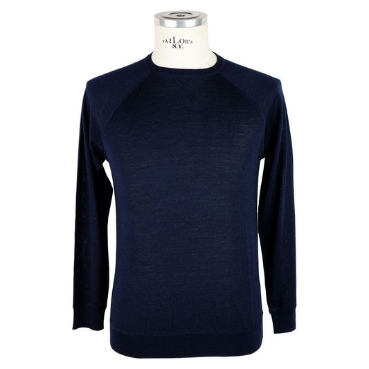 Elegant Blue Cashmere Blend Crewneck Sweater