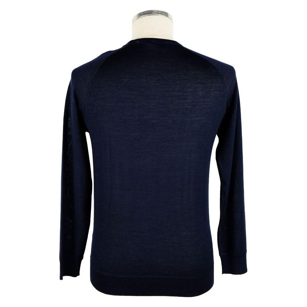 Emilio Romanelli Elegant Blue Cashmere Blend Crewneck Sweater Emilio Romanelli