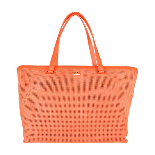 Chic Dark Orange Leather Handbag