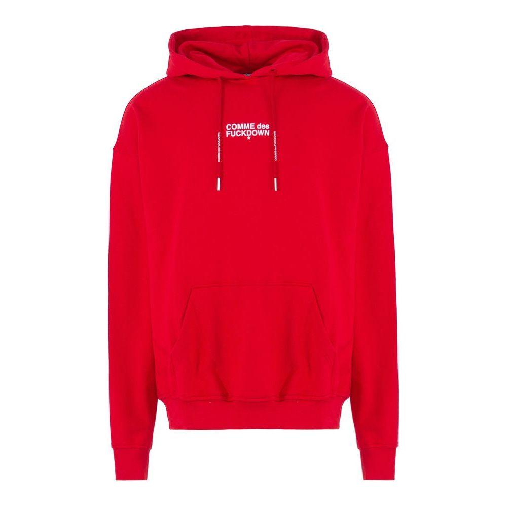 Comme Des Fuckdown Chic Pink Hooded Cotton Sweatshirt with Bold Graphics Comme Des Fuckdown