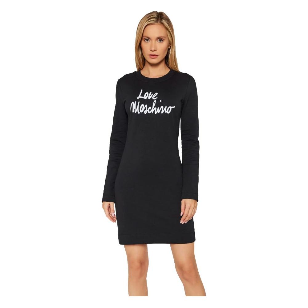 Love Moschino Chic Embossed Logo Cotton Blend Dress Love Moschino