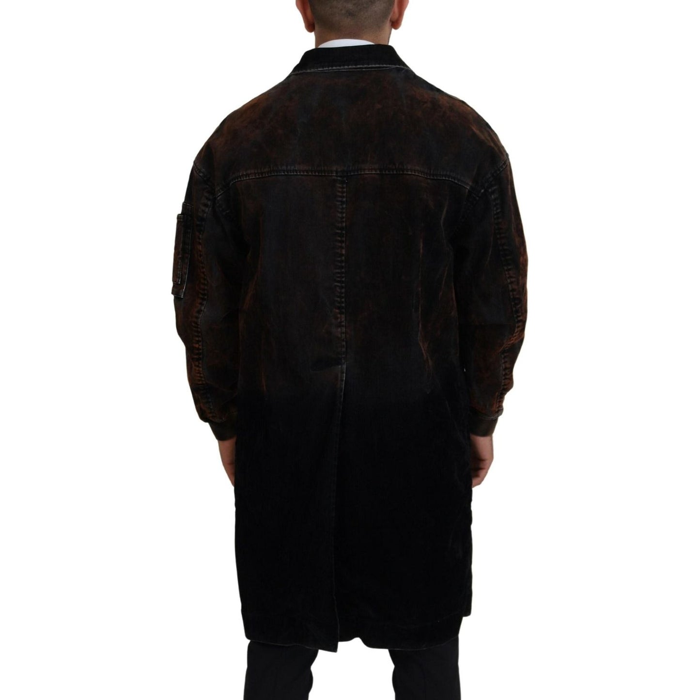 Dsquared² Brown Full Button Men Long Coat Cotton Jacket Dsquared²