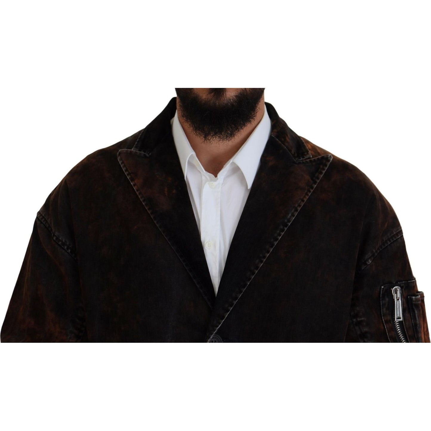 Dsquared² Brown Full Button Men Long Coat Cotton Jacket Dsquared²