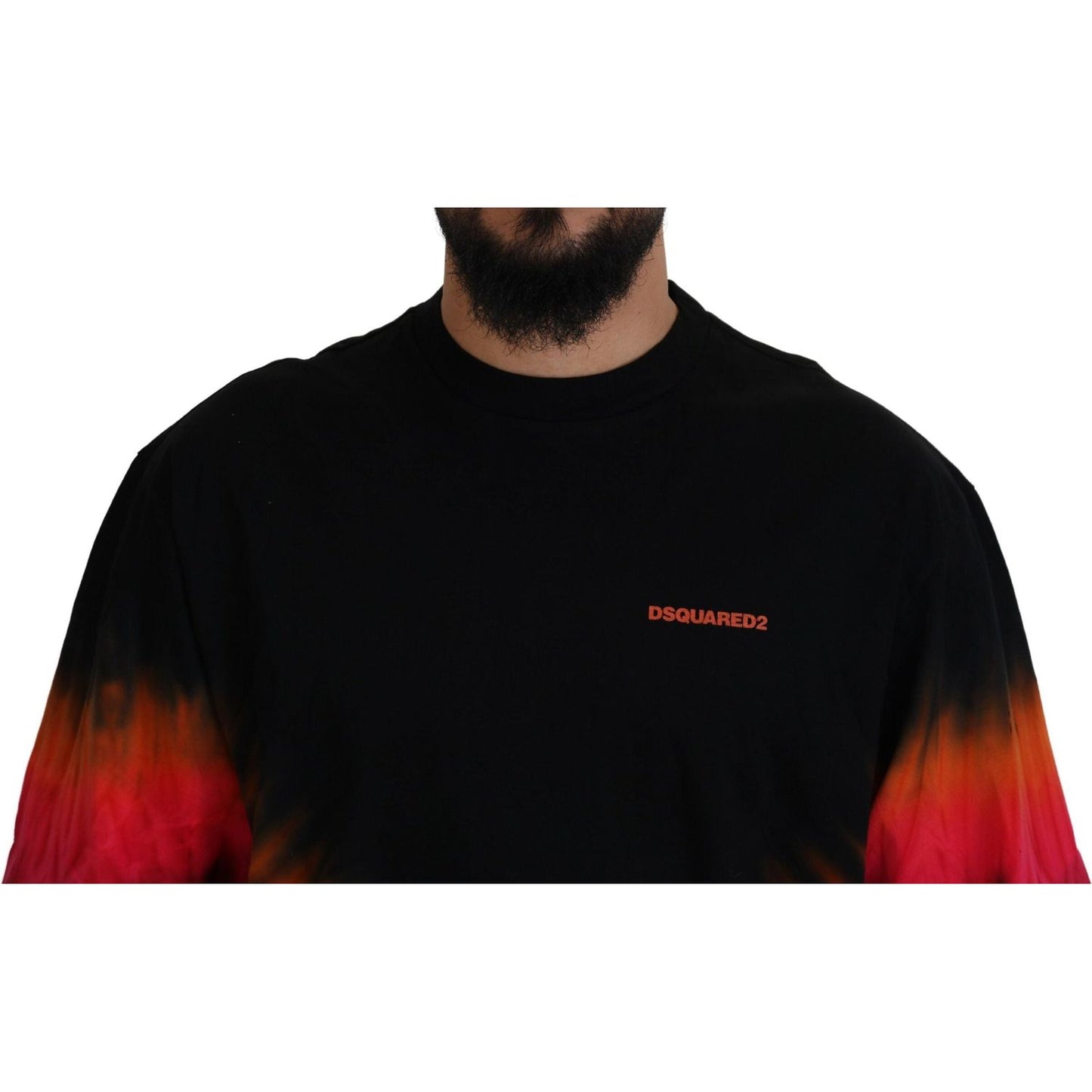 Dsquared² Black Orange Cotton Short Sleeves Crewneck T-shirt Dsquared²