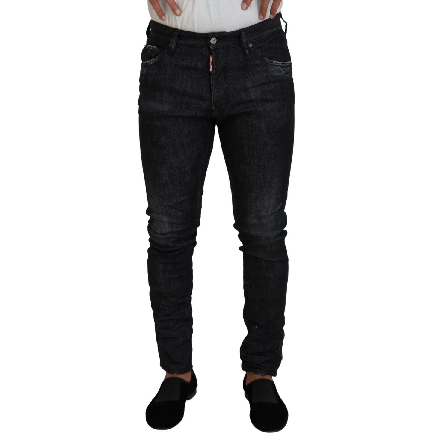 Dsquared² Black Washed Low Waist Skinny Men Denim Jeans Dsquared²