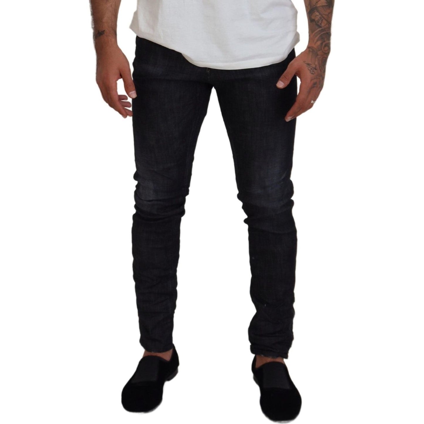 Dsquared² Black Washed Low Waist Skinny Men Denim Jeans Dsquared²