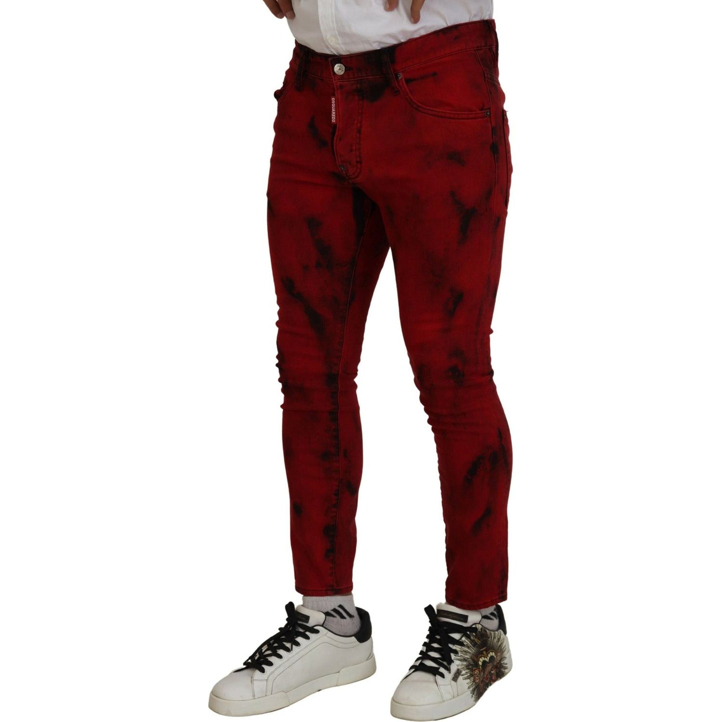 Dsquared² Red Cotton Tie Dye Skinny Casual Denim Jeans Dsquared²