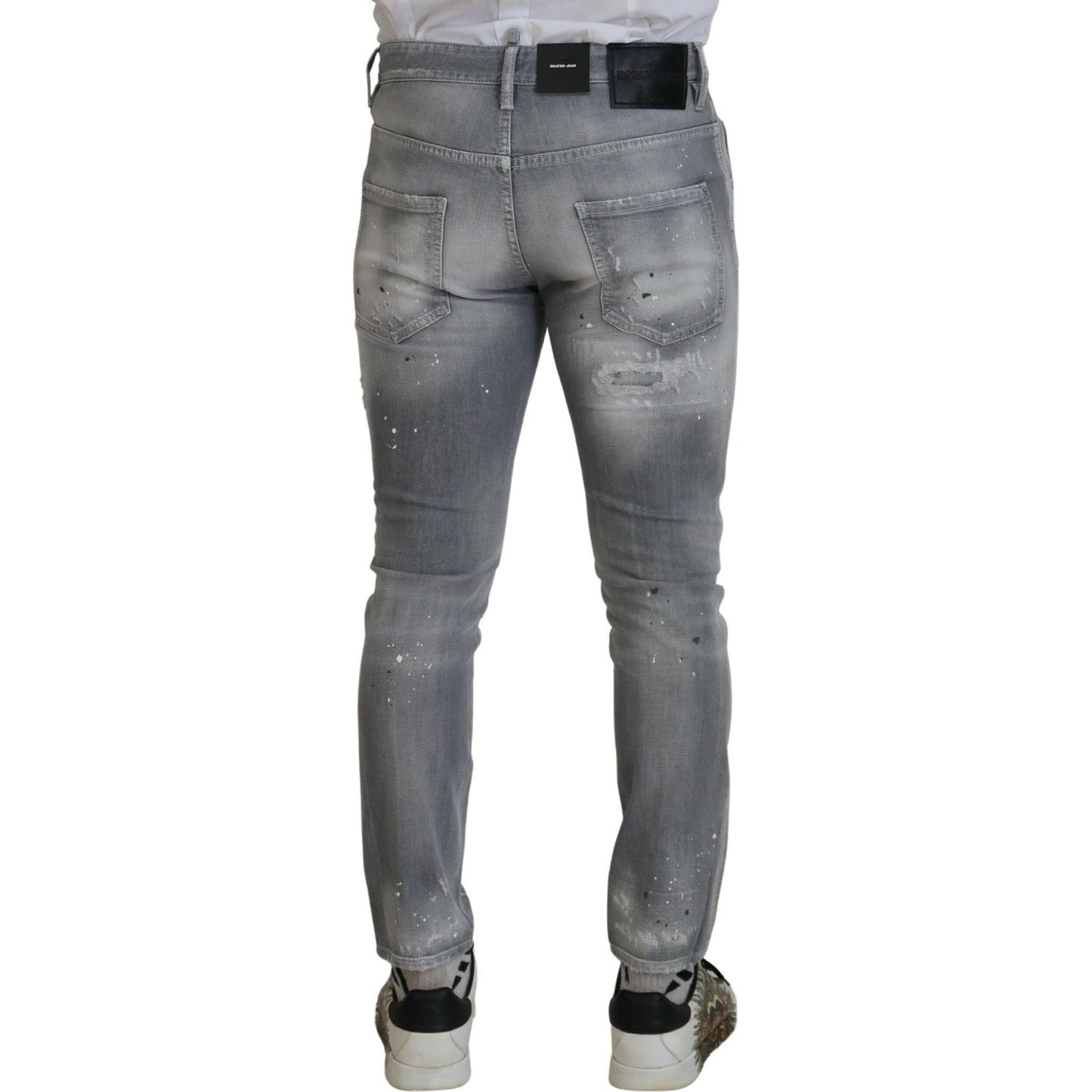 Dsquared² Gray Washed Cotton Slim Fit Casual Men Denim Jeans Dsquared²