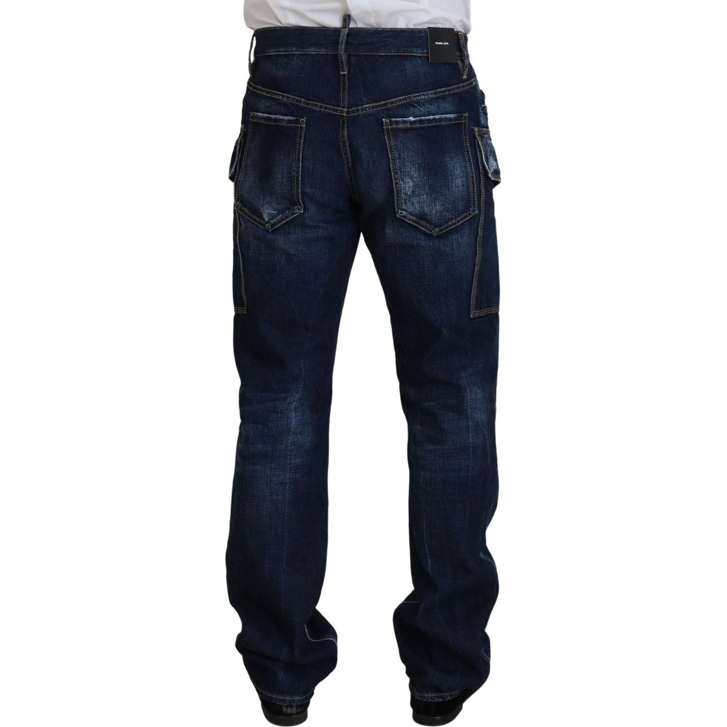 Dsquared² Blue Washed Cotton Cargo Casual Men Denim Jeans Dsquared²