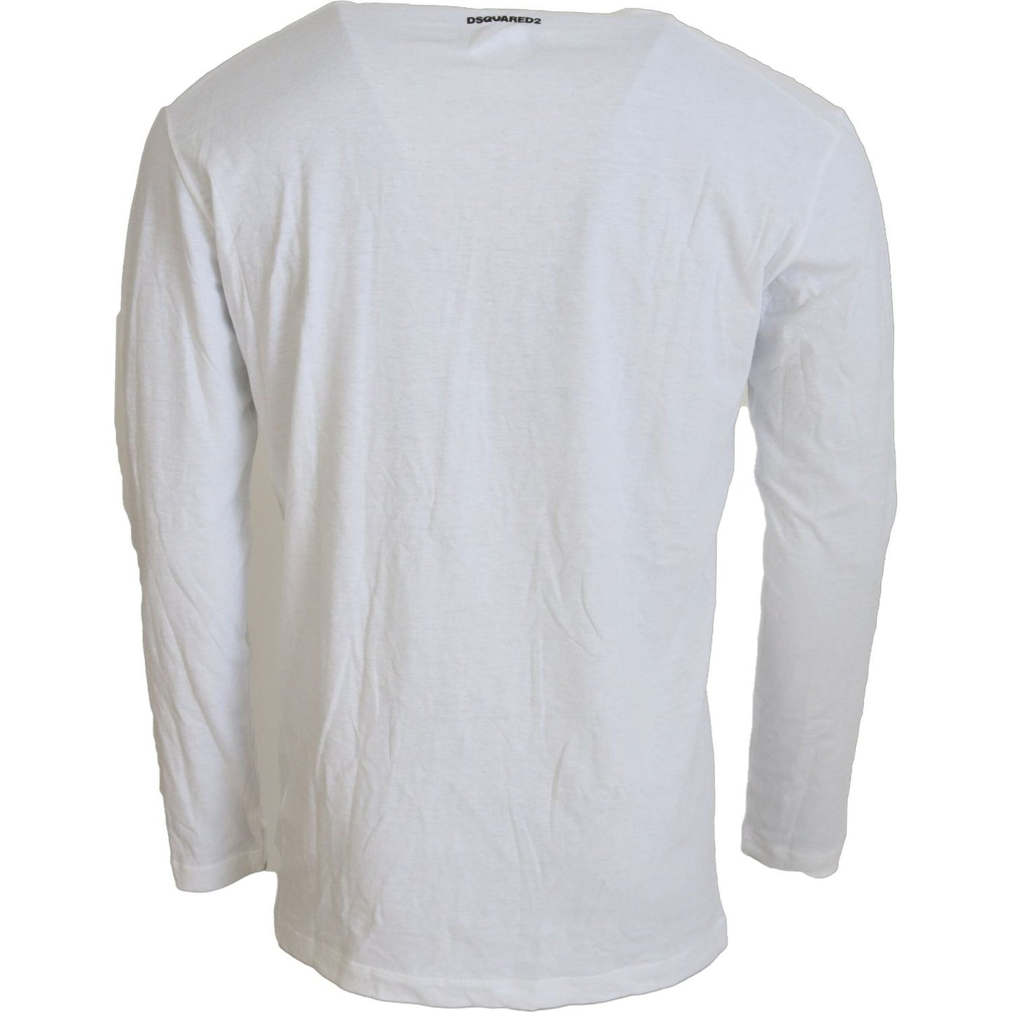 Dsquared² White Cotton Linen Long Sleeves Pullover Sweater Dsquared²