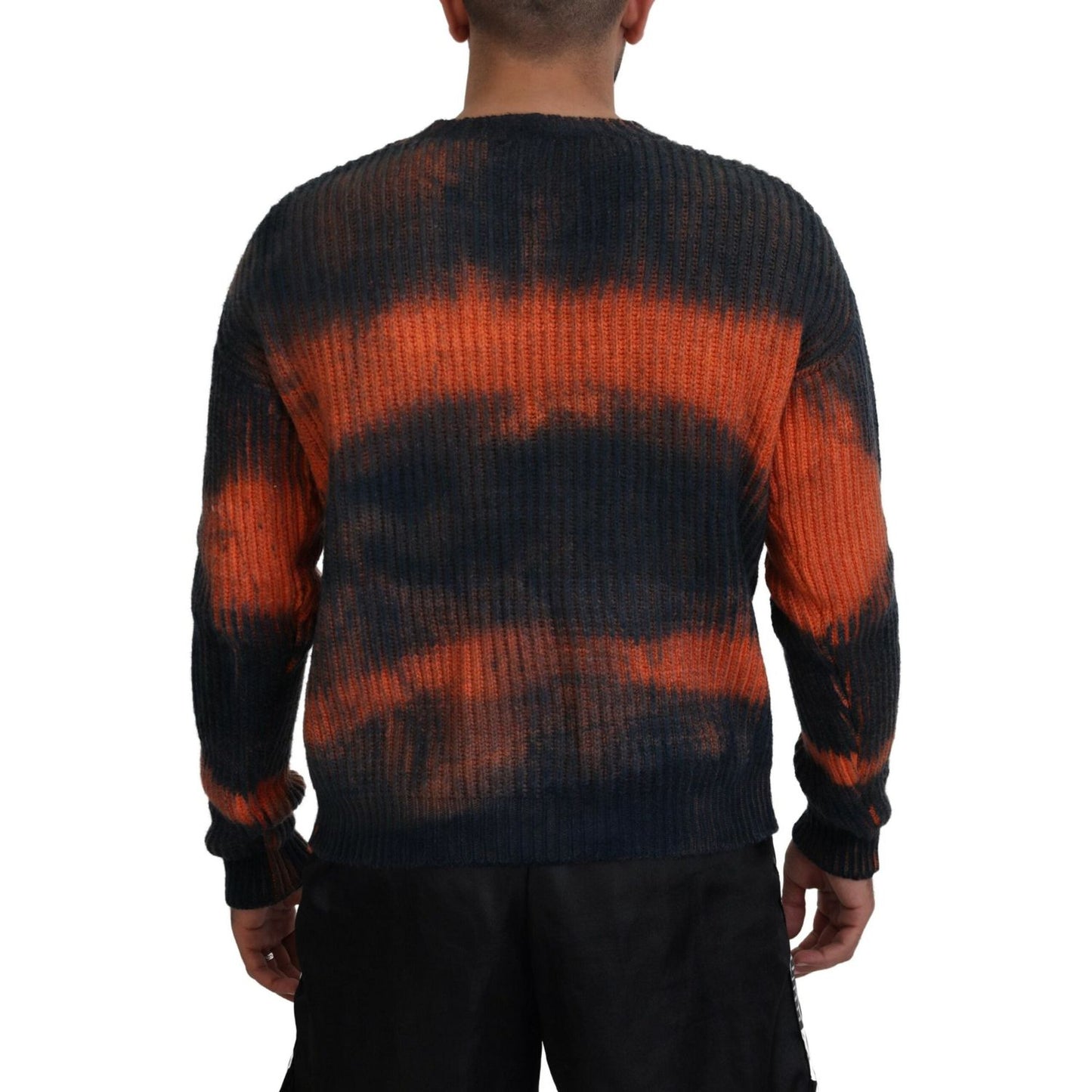 Dsquared² Black Orange Cotton Tie Dye Men Pullover Sweater Dsquared²