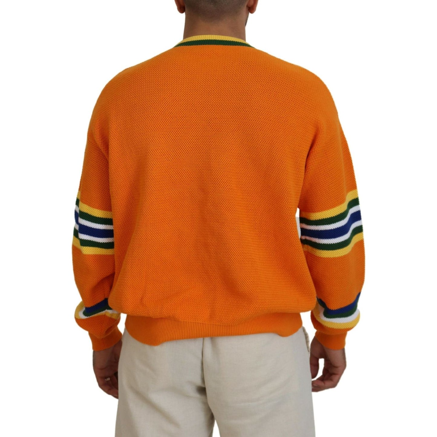 Dsquared² Orange Printed Long Sleeves Men Pullover Sweater Dsquared²