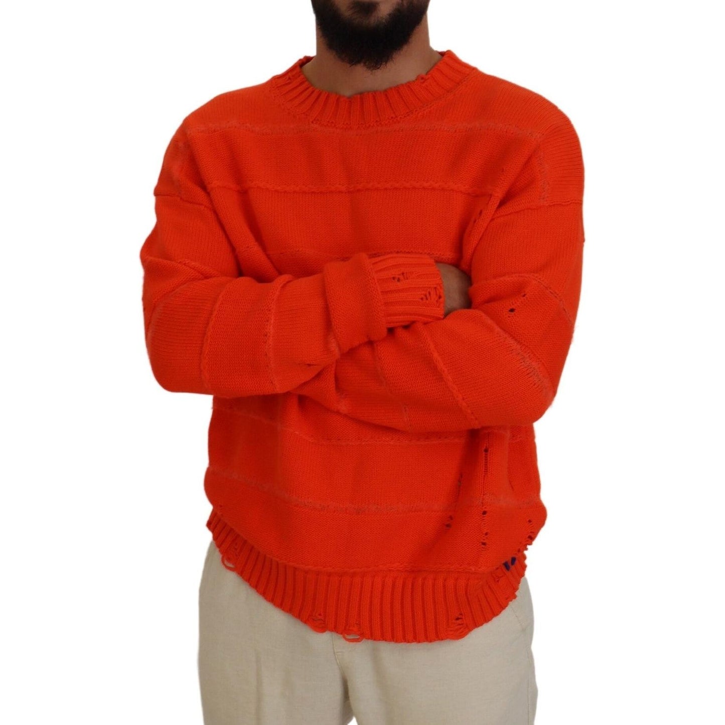 Dsquared² Orange Cotton Long Sleeves Men Pullover Sweater Dsquared²