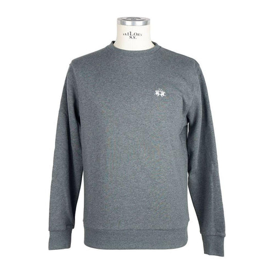 La Martina Gray Cotton Men Sweater MAN SWEATERS La Martina