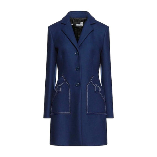 Elegant Embroidered Heart Wool Coat