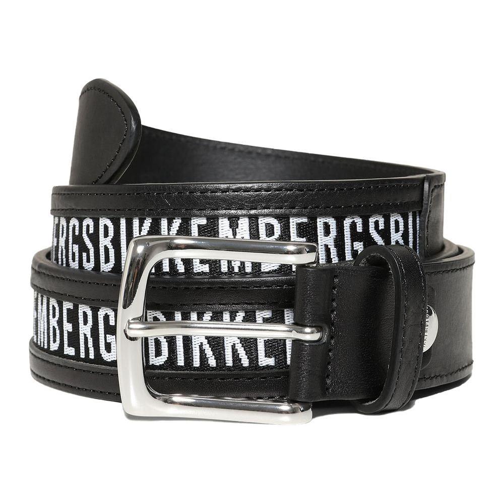 Bikkembergs Black Calfskin Men Belt Bikkembergs