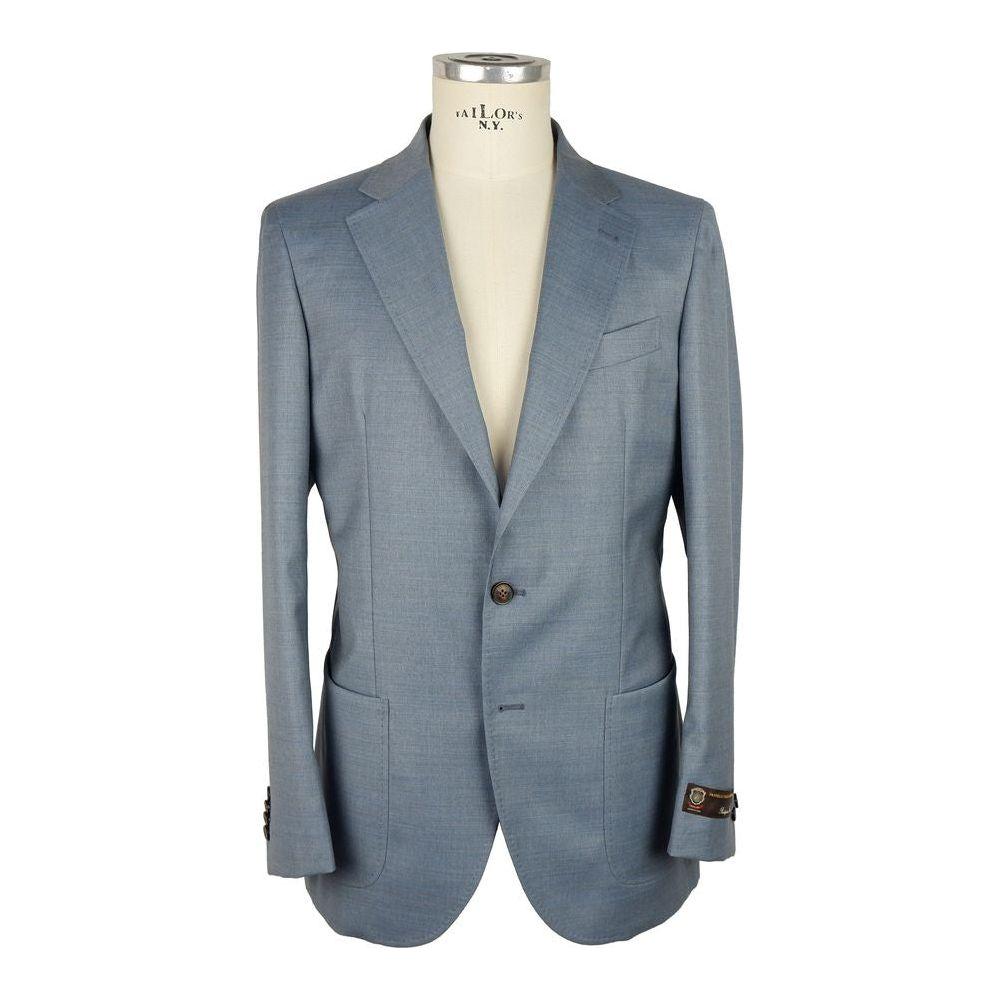 Emilio Romanelli Light Blue Wool Men's Blazer Emilio Romanelli