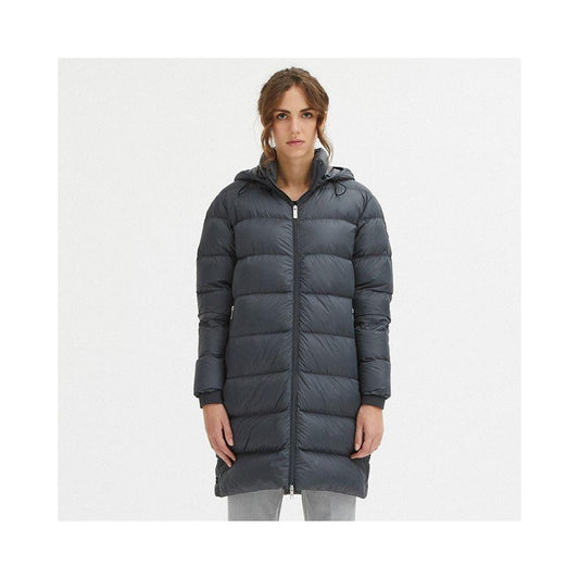 Centogrammi Luxurious Padded Hooded Jacket in Dark Grey WOMAN COATS & JACKETS Centogrammi