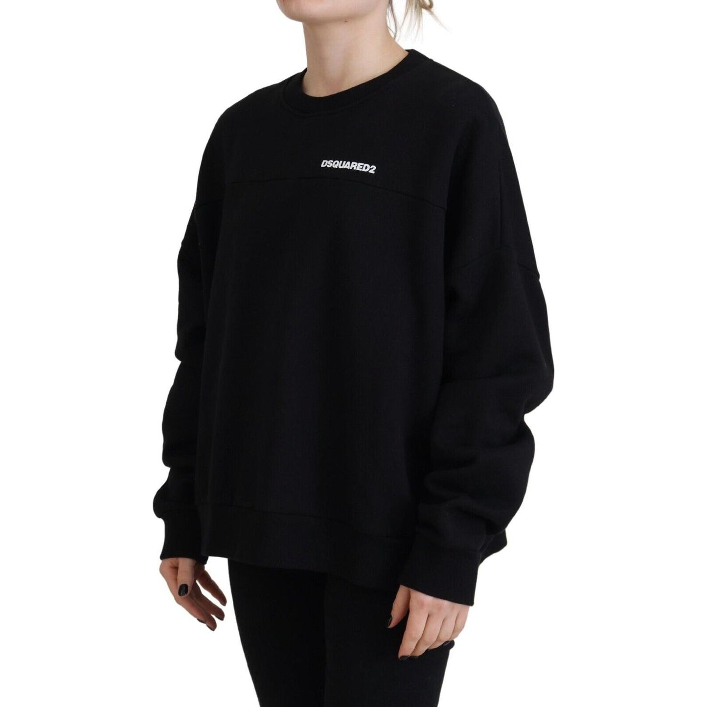 Dsquared² Black Cotton Printed Women Long Sleeve Sweater Dsquared²