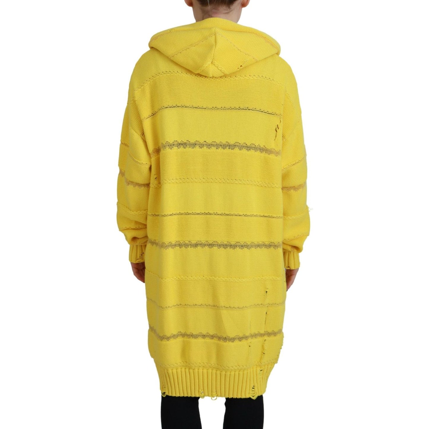 Dsquared² Yellow Cotton Knitted Hooded Pullover Sweater Dsquared²